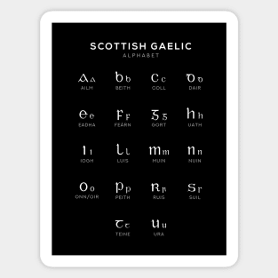 Scottish Gaelic Alphabet, Language Learning Chart Black Sticker